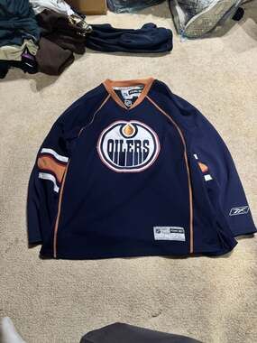 Vintage Edmonton Oilers Reebok CCM NHL Alternate Jersey Navy Blue Size XL